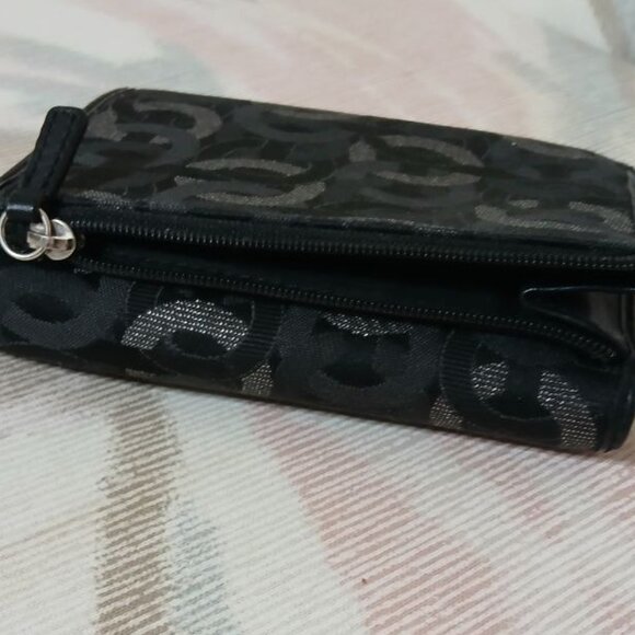 Coach Black Signature Canvas and Leather Wallet with Silver Clasp - Picture 5 of 6